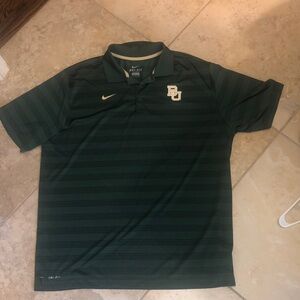 Baylor Nike Dark Green Striped Polo Shirt
